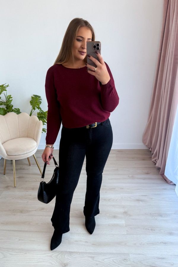 Sweter z kaszmirem i wełną basic premium Rhea - bordo 9