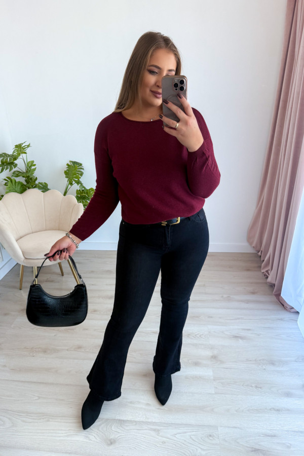 Sweter z kaszmirem i wełną basic premium Rhea - bordo 12