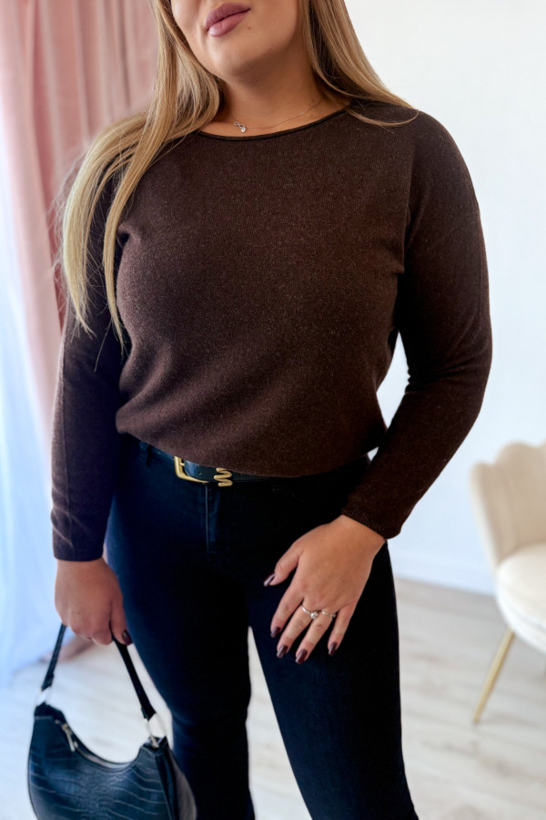 Sweter gładki basic premium Rhea - czekolada 1