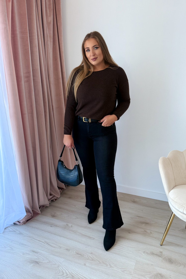 Sweter gładki basic premium Rhea - czekolada 2