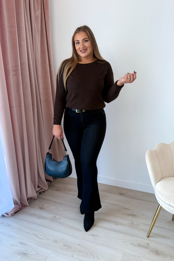 Sweter gładki basic premium Rhea - czekolada 3