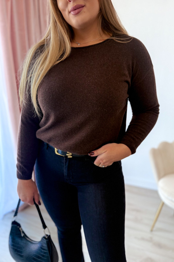 Sweter gładki basic premium Rhea - czekolada 4
