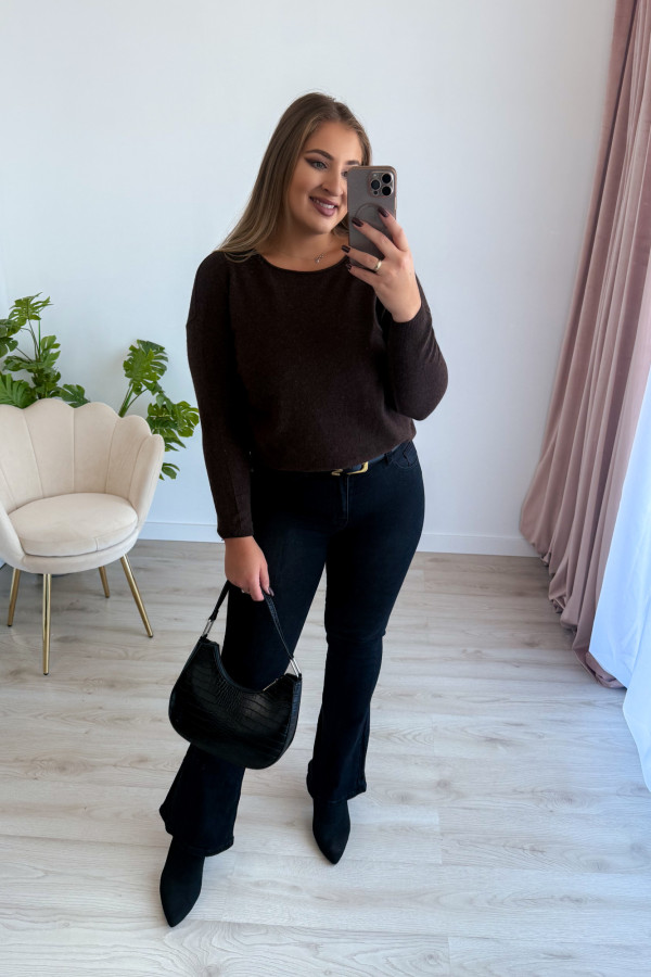 Sweter gładki basic premium Rhea - czekolada 5