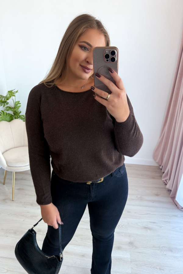 Sweter gładki basic premium Rhea - czekolada 6