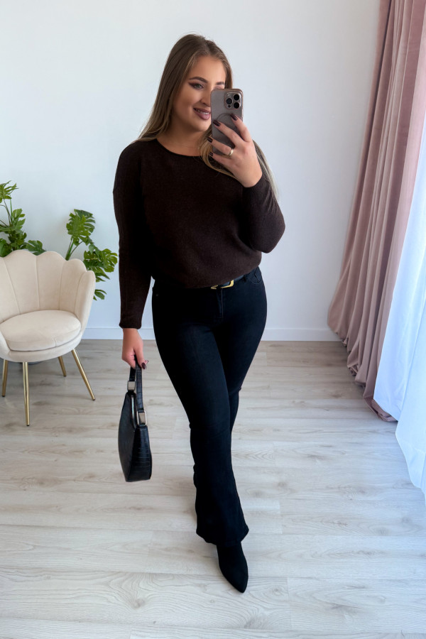Sweter gładki basic premium Rhea - czekolada 7