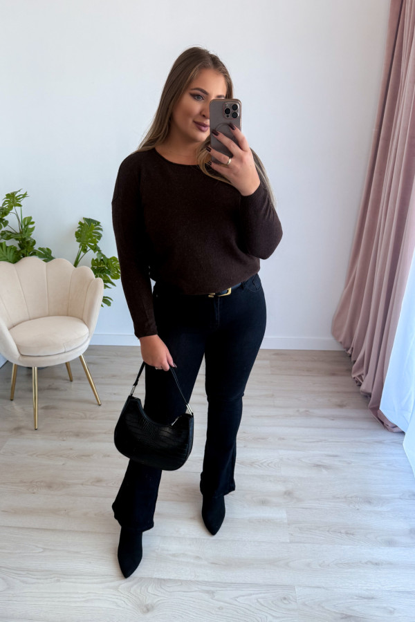 Sweter gładki basic premium Rhea - czekolada 8