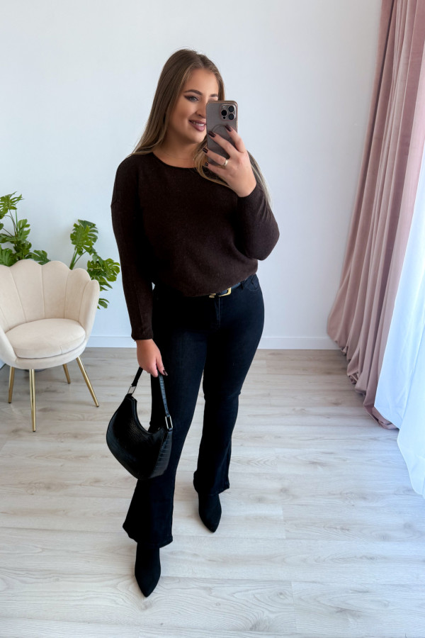Sweter gładki basic premium Rhea - czekolada 9