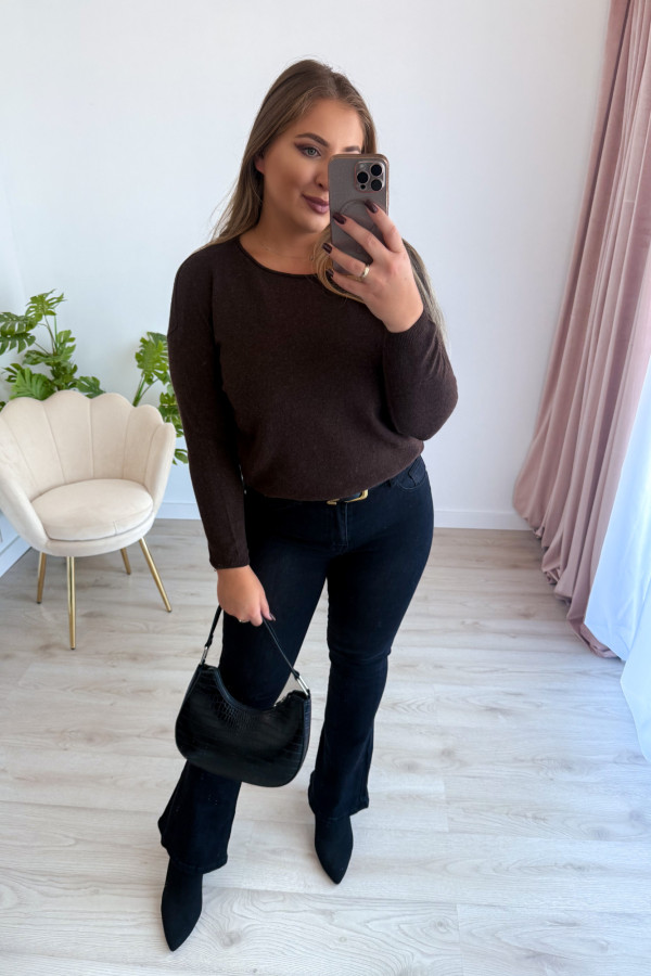 Sweter gładki basic premium Rhea - czekolada 10