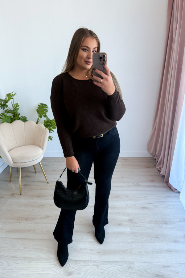 Sweter gładki basic premium Rhea - czekolada 11