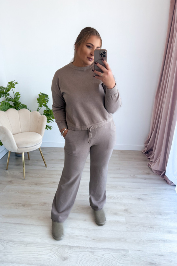 Komplet sweterkowy spodnie z szeroką nogawką i bluza Cozy - fango 3