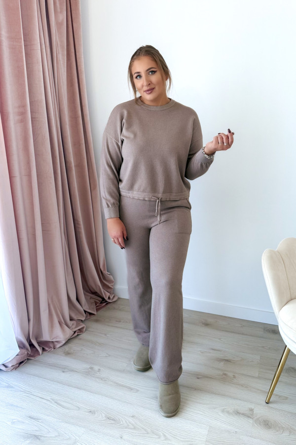 Komplet sweterkowy spodnie z szeroką nogawką i bluza Cozy - fango