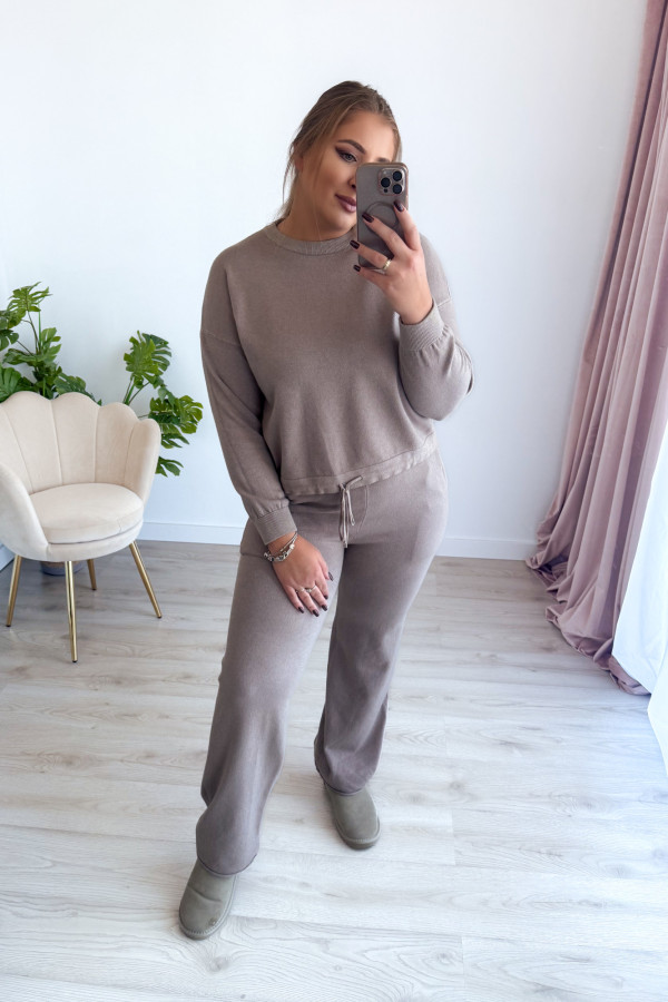 Komplet sweterkowy spodnie z szeroką nogawką i bluza Cozy - fango 8