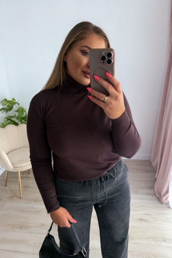 Dopasowany gładki golf Melinda większy standard - czekoladowy 1