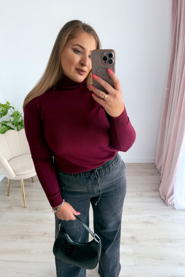 Dopasowany gładki golf Melinda większy standard - bordo 1