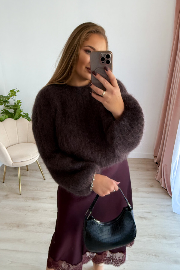 Sweter 81% kid moher Willow - czekolada 7