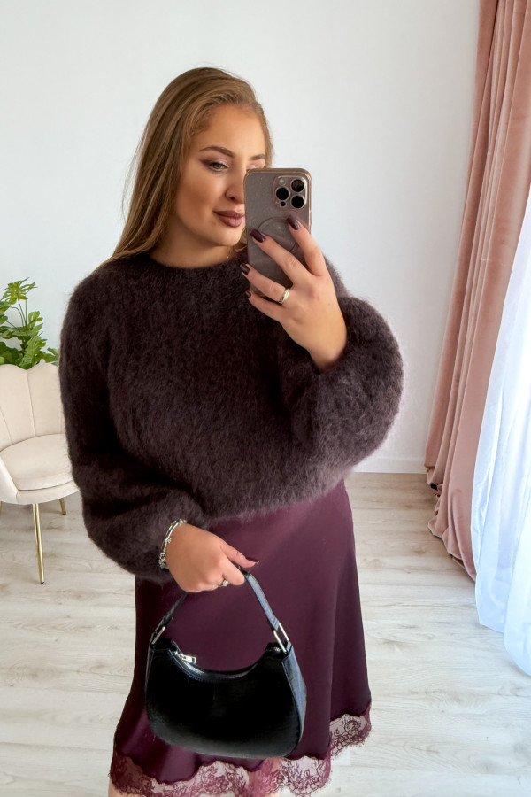 Sweter 81% kid moher Willow - czekolada 5