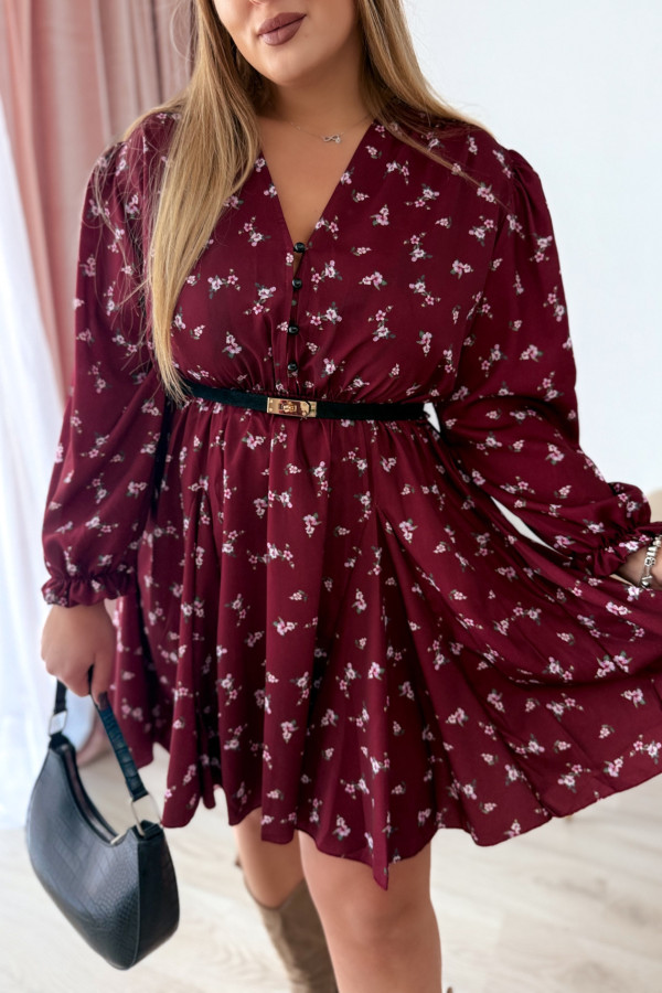 Sukienka krótka plus size bordowa w kwiatki Sienna 2