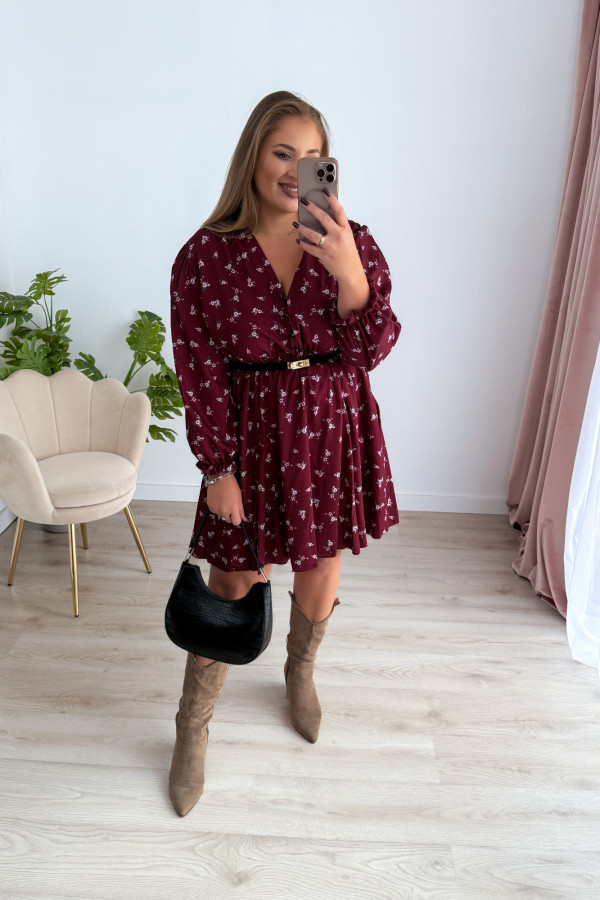 Sukienka krótka plus size bordowa w kwiatki Sienna 7
