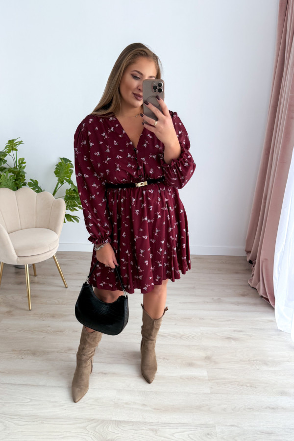 Sukienka krótka plus size bordowa w kwiatki Sienna 8