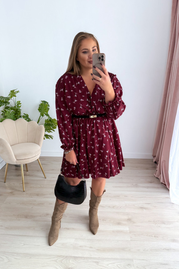 Sukienka krótka plus size bordowa w kwiatki Sienna 9