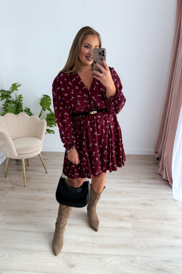 Sukienka krótka plus size bordowa w kwiatki Sienna 10