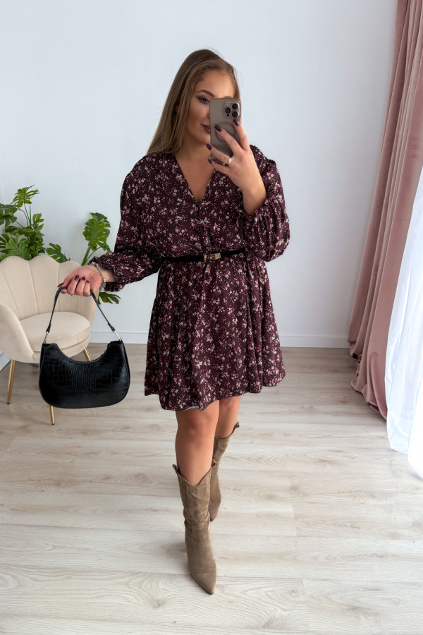 Sukienka krótka plus size czekoladowa w kwiatki Flannel 3
