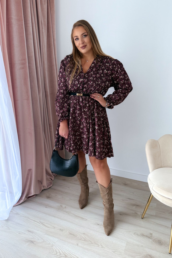 Sukienka krótka plus size czekoladowa w kwiatki Flannel 9