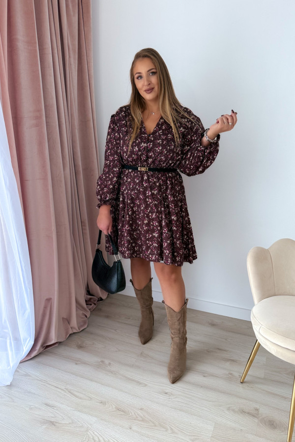 Sukienka krótka plus size czekoladowa w kwiatki Flannel 10