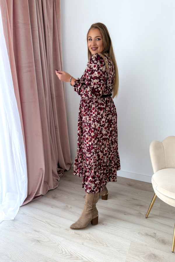 PREORDER Sukienka midi plus size bordowa w kwiatki Still (dostawa 7-8.10.) 3