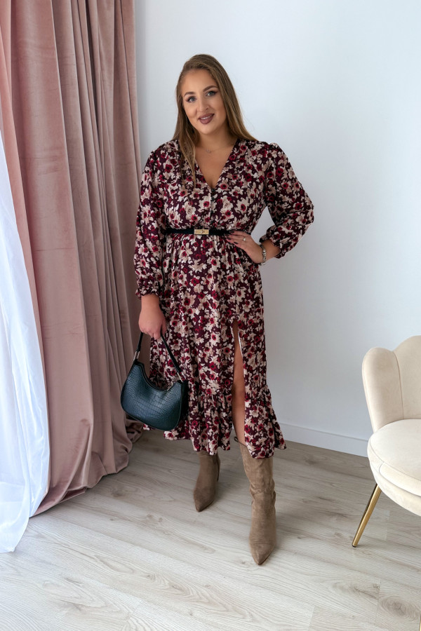 PREORDER Sukienka midi plus size bordowa w kwiatki Still (dostawa 7-8.10.) 4