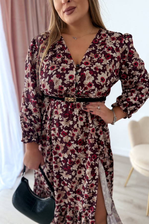 PREORDER Sukienka midi plus size bordowa w kwiatki Still (dostawa 7-8.10.) 5