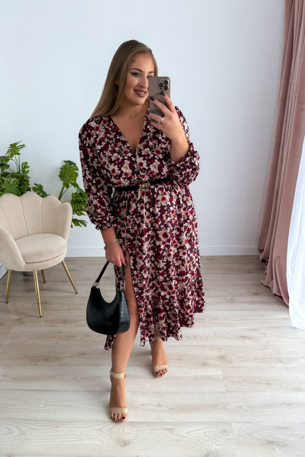 PREORDER Sukienka midi plus size bordowa w kwiatki Still (dostawa 7-8.10.) 6
