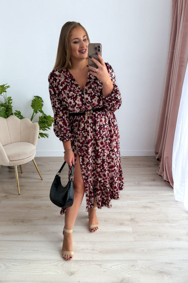 PREORDER Sukienka midi plus size bordowa w kwiatki Still (dostawa 7-8.10.) 7