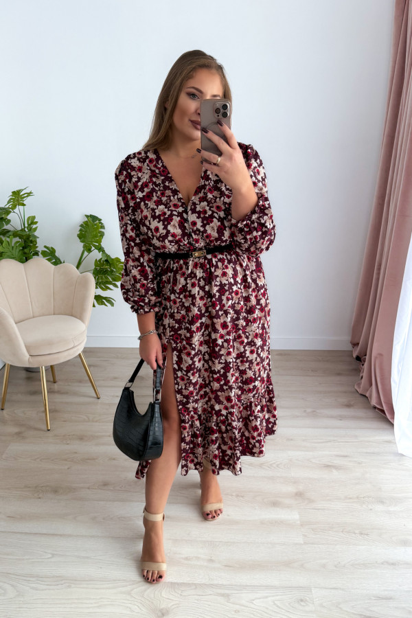 PREORDER Sukienka midi plus size bordowa w kwiatki Still (dostawa 7-8.10.) 8