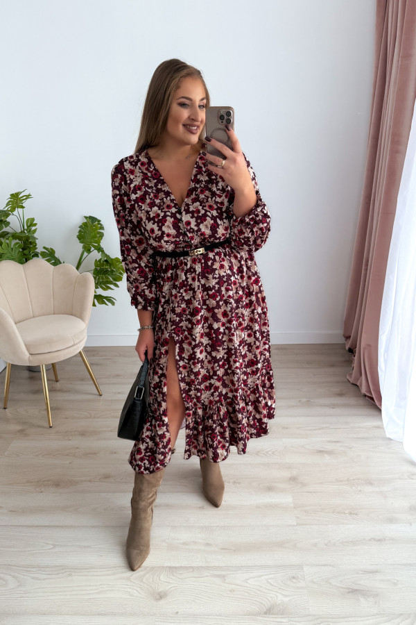 PREORDER Sukienka midi plus size bordowa w kwiatki Still (dostawa 7-8.10.) 10