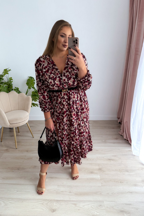 PREORDER Sukienka midi plus size bordowa w kwiatki Still (dostawa 7-8.10.) 13
