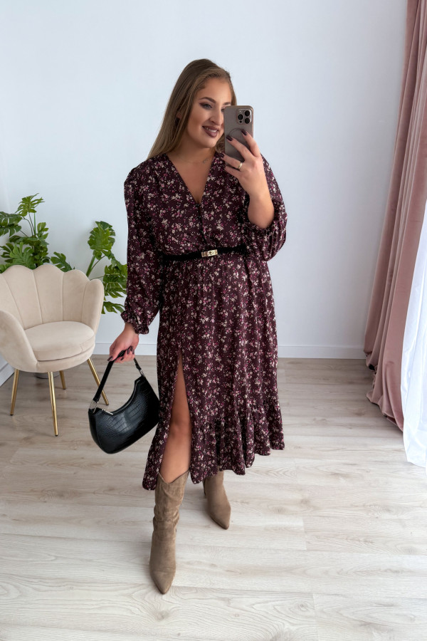 Sukienka midi plus size czekoladowa w kwiatki Missouri 2