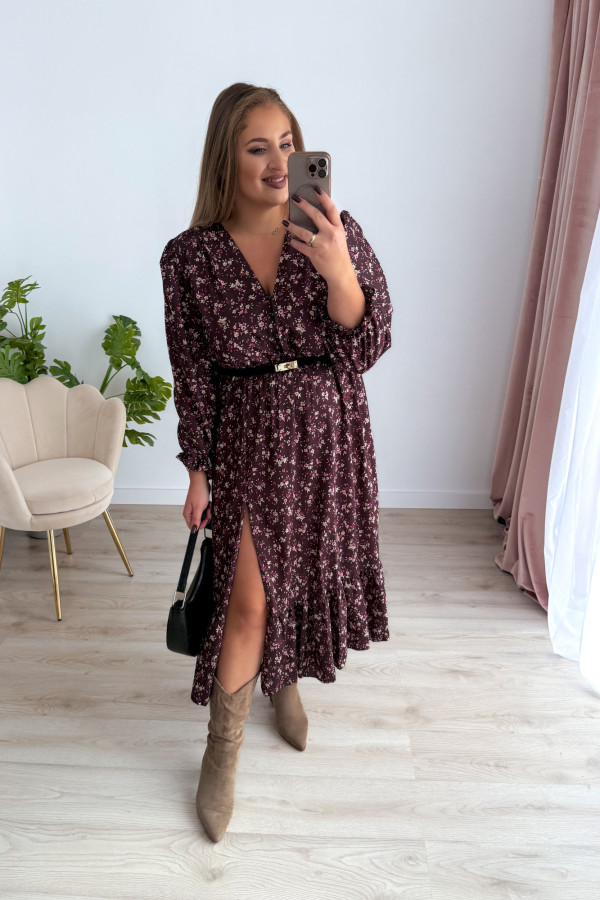 Sukienka midi plus size czekoladowa w kwiatki Missouri 3