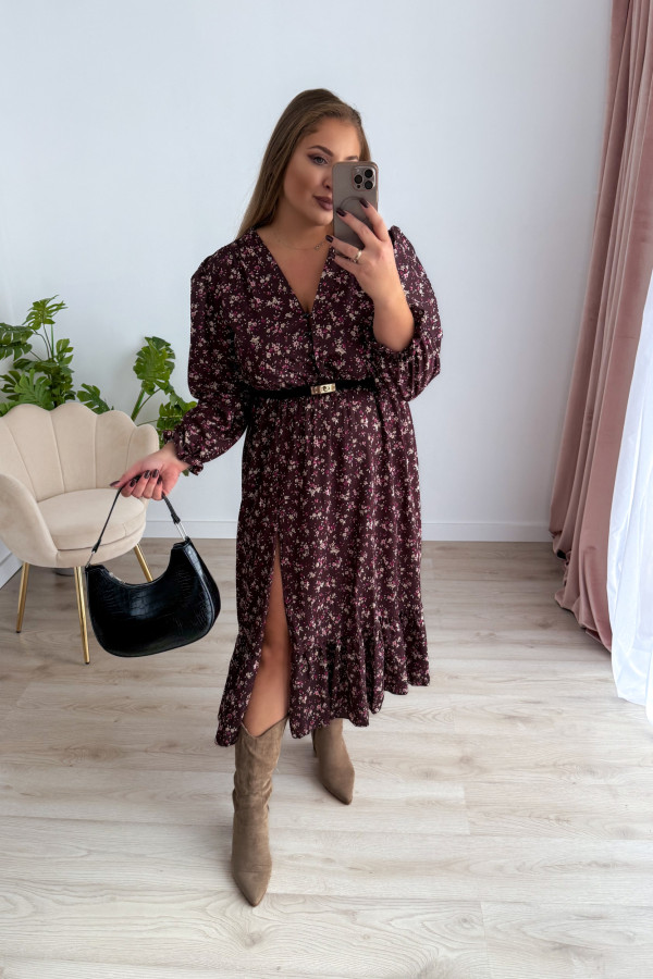 Sukienka midi plus size czekoladowa w kwiatki Missouri 4
