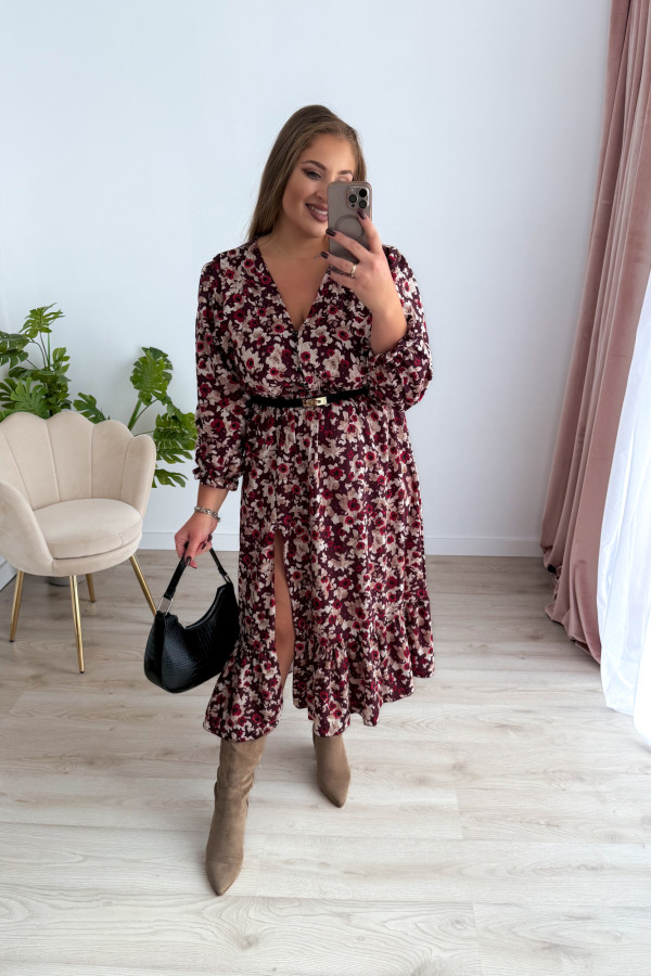 Sukienka midi plus size czekoladowa w kwiatki Missouri 6