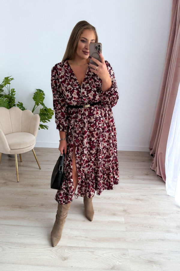 Sukienka midi plus size czekoladowa w kwiatki Missouri 8