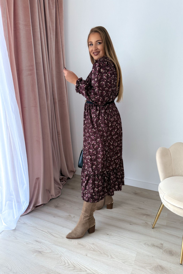 Sukienka midi plus size czekoladowa w kwiatki Missouri 9