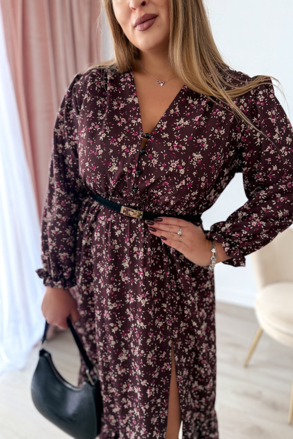 Sukienka midi plus size czekoladowa w kwiatki Missouri 10