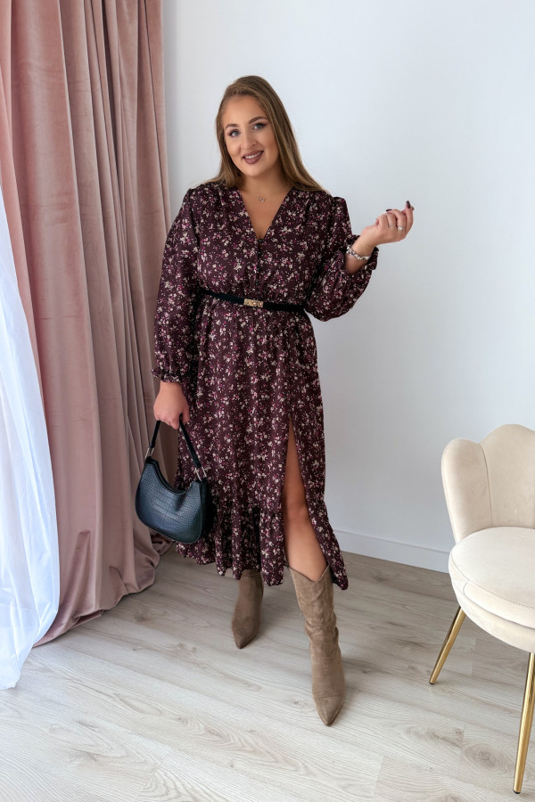 Sukienka midi plus size czekoladowa w kwiatki Missouri 11