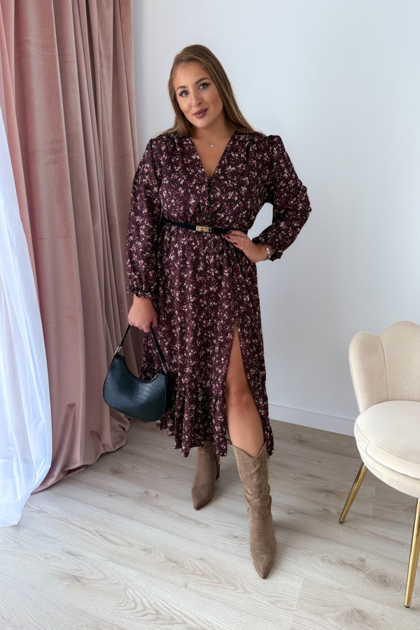 Sukienka midi plus size czekoladowa w kwiatki Missouri 12
