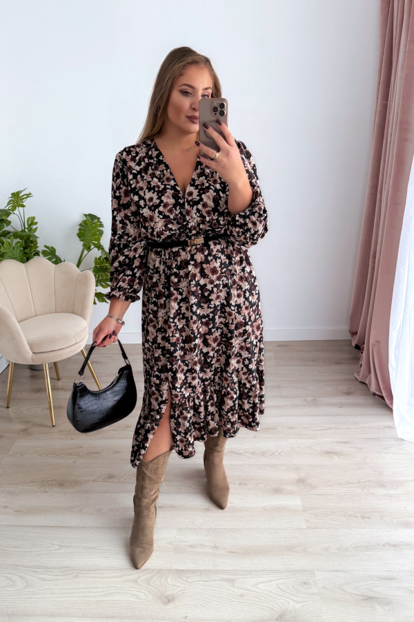 PREORDER Sukienka midi plus size czarna w kwiatki Still (dostawa 7-8.10.) 1