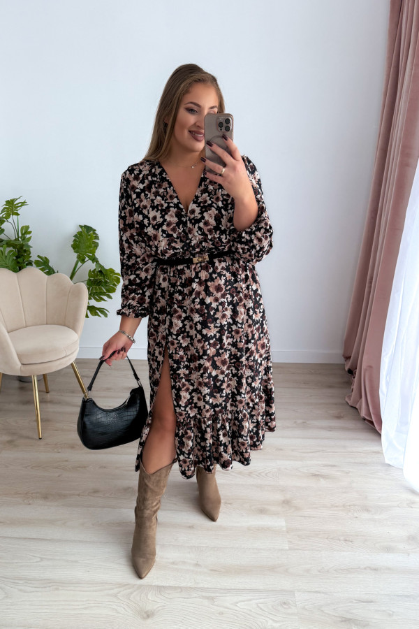 PREORDER Sukienka midi plus size czarna w kwiatki Still (dostawa 7-8.10.) 4