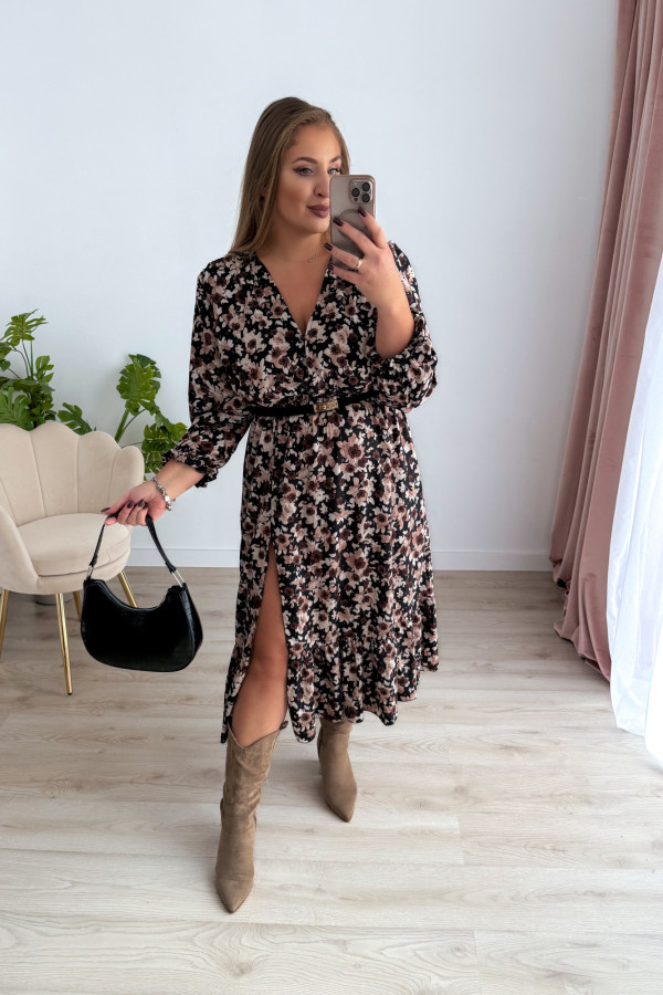 PREORDER Sukienka midi plus size czarna w kwiatki Still (dostawa 7-8.10.) 5