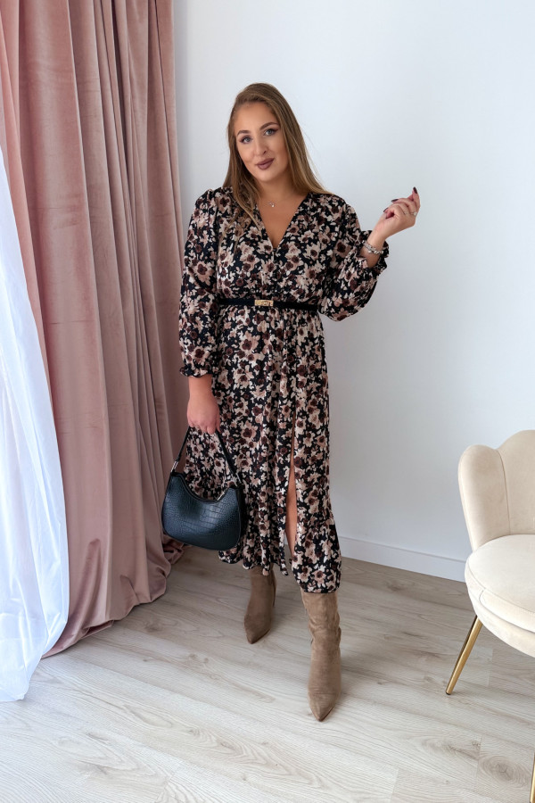 PREORDER Sukienka midi plus size czarna w kwiatki Still (dostawa 7-8.10.) 6