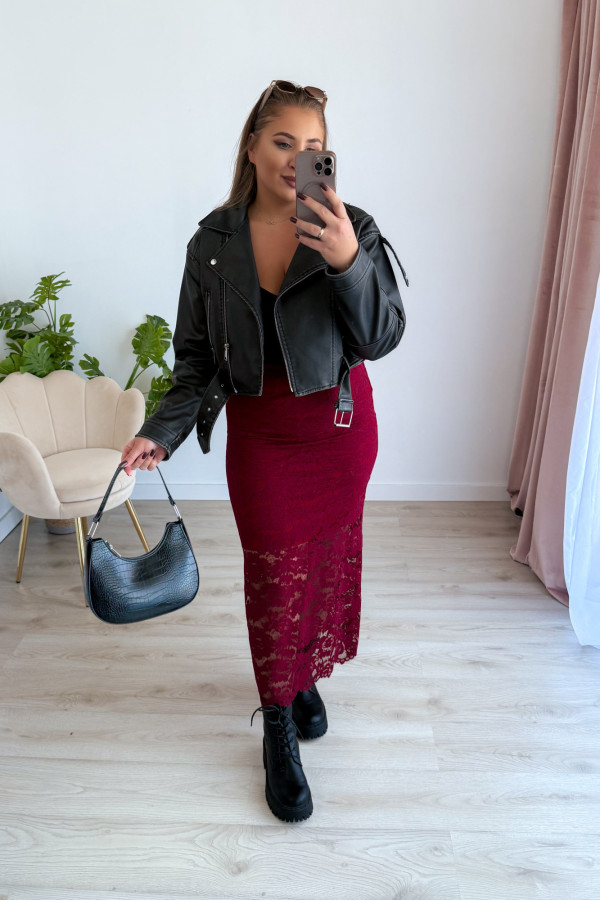Spódnica koronkowa maxi Pamella - bordo 4